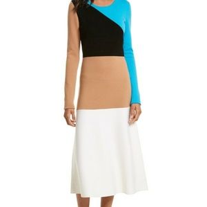 DVF Crewneck Long-Sleeve Flare Knit Dress